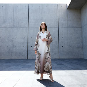 Robe Abaya élégante en polyester imprimé de haute qualité, sur mesure pour les occasions spéciales, pour femmes musulmanes, fabricant en gros - Product Image 2