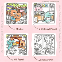 Carnet de croquis anti-stress à motifs animaux mignons pour adolescents et adultes, 21x21cm, 32 feuilles, reliure spirale