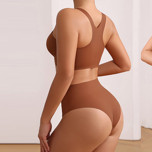 Ensemble de sous-vêtements pour femmes sans couture, doux et confortable, soutien-gorge et culotte froncés, lingerie unie, ensemble de lingerie intime - Product Image 3