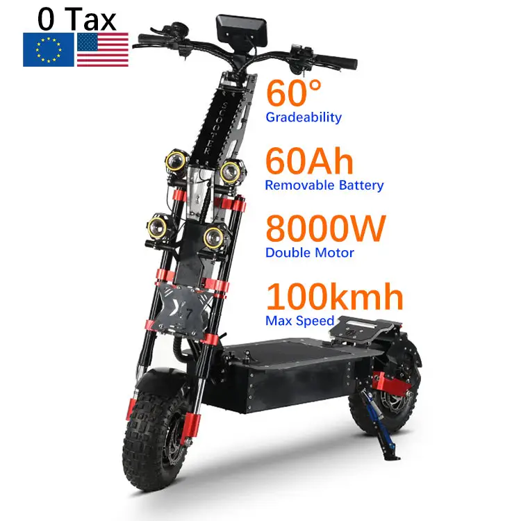 0 D'impôt 8000W 5600W Fat Tire Double Batterie 72V Moteur Pliable Adultes Hors Route trottinette électrique tout terrain