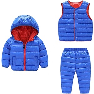 Veste habit de neige matelassé pour garçon <span class=keywords><strong>Gilet</strong></span> et pantalon 3 pièces Costumes chauds d'hiver Vestes pour bébé fille - Product Image 4
