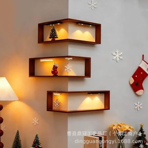 Wall Mounted Corner <b>Shelf</b> Multi Layer Display <b>Rack</b> For Figurines Solid Wood Home Use - Product Image 2