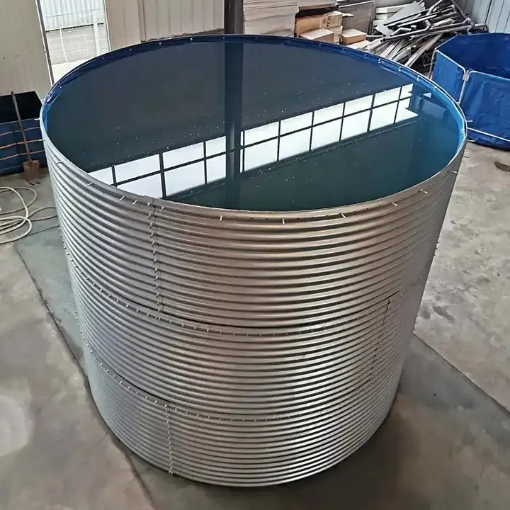 Réservoir d'eau en acier ondulé galvanisé avec revêtement Réservoir de collecte d'eau de pluie pour irrigation agricole ronde