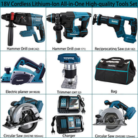 Ensemble d'outils électriques sans fil Makita 18V tout-en-un avec batteries et chargeur, clé à chocs et tournevis, kit combiné d'outils électriques sans balais