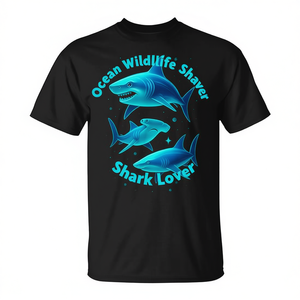 Camiseta Ocean Wildlife Shark Lover con diseño de brillo azul, ropa para hombre - Product Image 2