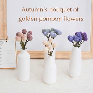 Pequeña Bola de flor amarilla flocado ramo de bolas doradas Flor de boda bola de oro artificial flores fábrica al por mayor caliente - Product Image 3