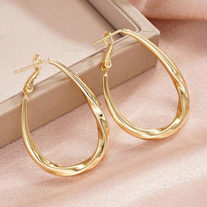 Pendientes de Aro Dorados E4503, Aleación de Zinc, Estilo Clásico, Joyería Unisex - Product Image 6