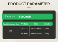 Baterai Lipo RC Berkualitas Tinggi 8000mAh 25C 22.2V Lithium Ion Harga Murah dari Produsen Drone Seri 6S 12S 14S