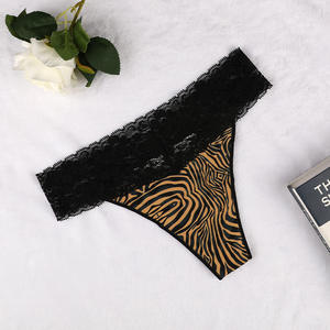 Culottes string en coton pur tricoté sans couture antibactériennes pour femmes, sexy, en dentelle, taille basse, effet liftant, motif quotidien - Product Image 6