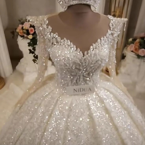 S2282L 2026 moda gran oferta pesado cuello redondo diamante brillante romántico elegante tutú falda estilo palaciego vestido <span class=keywords><strong>de</strong></span> <span class=keywords><strong>novia</strong></span> <span class=keywords><strong>de</strong></span> gama <span class=keywords><strong>alta</strong></span> - Product Image 1