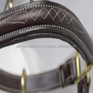Licou de cheval rembourré en cuir véritable, cousue fantaisie, fabricant de licou de cheval indien, équipement équestre, licou fantaisie - Product Image 1
