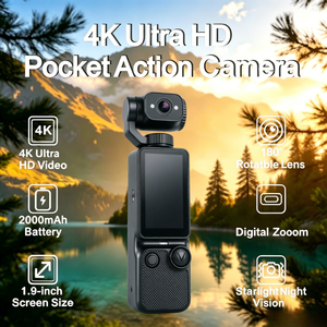 กล้องแอคชั่น 4K Ultra HD ซูมออปติคอล 10x-20x รองรับ MicroSD พกพาสะดวก สำหรับ Vlog กิจกรรมกลางแจ้ง ขี่จักรยาน มอเตอร์ไซค์ กีฬา กล้องวิดีโอขนาดพกพา - Product Image 6