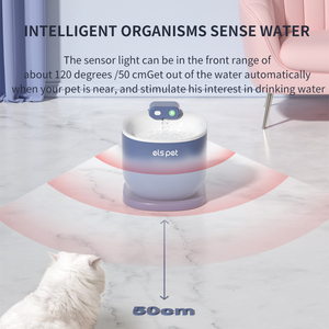 <span class=keywords><strong>ELSPET</strong></span> Fontaine automatique pour animaux de compagnie 85oz/2.5L Distributeur d'eau pour chiens avec filtres de rechange Fontaine d'eau pour chat à capteur intelligent - Product Image 2