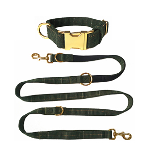 Conjunto de correa para <span class=keywords><strong>Collar</strong></span> de perro con diseño de cuadros cómodos y suaves, plomo ajustable con anillos en D duraderos - Product Image 1