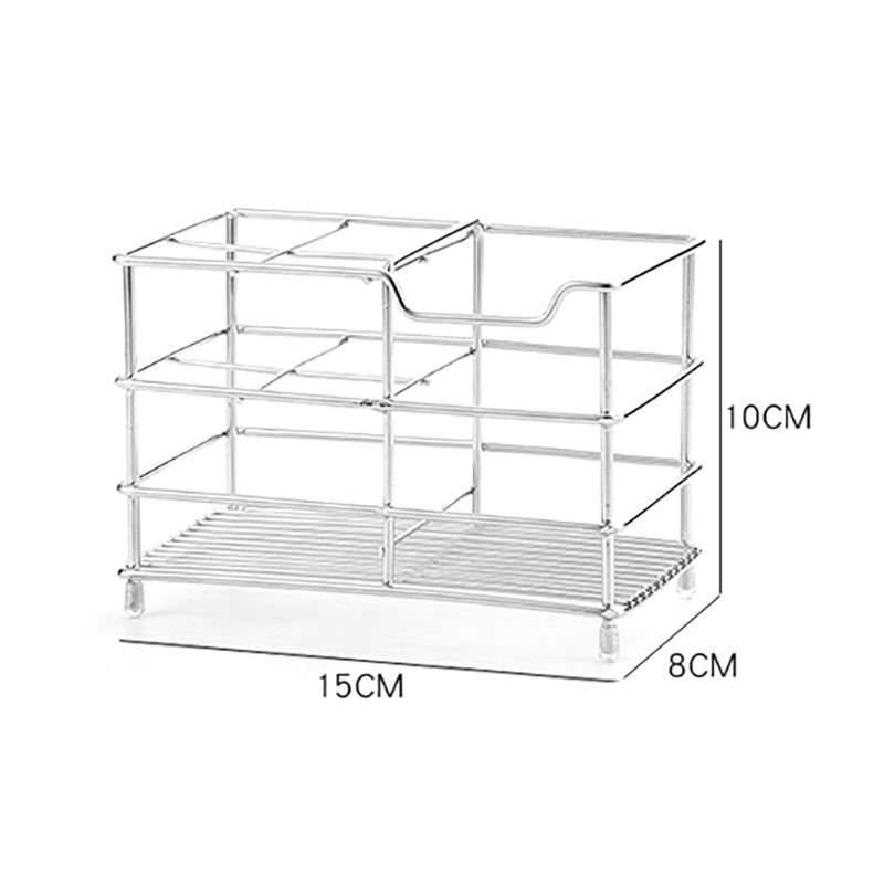 สีเงิน 15Lx8Wx10H cm(ชั้นวางแปรงสีฟันสี่ช่องพร้อมแป้ง)