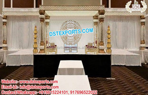Elegante Mandap de Fibra de Vidrio para Bodas, Sudáfrica, Kenia, Sri Lanka, Diseño en Espiral Dorado, Color y Tamaño Personalizables, Duradero para Bodas en el Reino Unido - Product Image 6