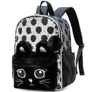 กระเป๋าเป้สะพายหลังลายแมวดำประดับเลื่อม 13 นิ้ว จาก Jasminestar Wholesale น่ารัก วิบวับ 3 มิติ ความจุเยอะ สไตล์คาวาอี้ พร้อมกล่องดินสอ - Product Image 6