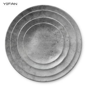 Vaisselle de traiteur en gros, service de vaisselle en porcelaine fine, design ciment gris personnalisé, assiettes à dîner - Product Image 3