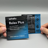 Sachets Mylar personnalisés refermables à fermeture éclair en aluminium, petits emballages à trois soudures latérales, anti-odeur, pour compléments alimentaires et pilules