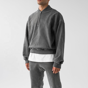 Hombres Eco Friendly Invierno Cálido Crop Cuello redondo Media <span class=keywords><strong>cremallera</strong></span> Cuarto Zip Collar <span class=keywords><strong>Sudadera</strong></span> Unisex <span class=keywords><strong>sin</strong></span> <span class=keywords><strong>capucha</strong></span> - Product Image 2
