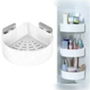 Estante de Esquina para Baño de Plástico, Autoadhesivo, Organizador de Pared, Solución de Almacenamiento para Hogares Modernos - Product Image 3