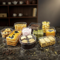 Boîtes à emporter transparentes en PS, formes carrées, rectangulaires, ovales, rondes, polygonales pour Tiramisu, Mousse, Lait de Soja, Crêpes, Gâteaux, Pâtisseries, Biscuits