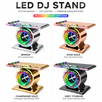 Table de DJ incurvée à LED, console de contrôle de luxe en acier inoxydable, support miroir infini RGB pour hôtel, club, fête, pub