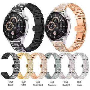 Bracelets en métal 22MM pour Huawei <span class=keywords><strong>Watch</strong></span> GT3 <span class=keywords><strong>Honor</strong></span> Magic <span class=keywords><strong>Watch</strong></span> 2 <span class=keywords><strong>GS</strong></span> <span class=keywords><strong>3</strong></span> Pro ES, bracelet élégant pour femme, bracelet serti de diamants, bracelet de poignet pour femme - Product Image 2