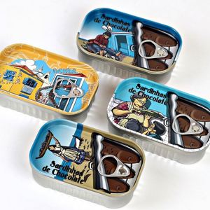 <b>Small</b> Tinplate <b>Box</b> <b>with</b> Pull Ring Rectangular Easy Pull <b>Lid</b> Reusable Sardine Tin <b>Box</b> - Product Image 1