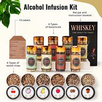 Kit d'infusion d'alcool avec copeaux de bois naturels et plantes aromatiques personnalisées pour whisky, bourbon, vodka, tequila et rhum faits maison - Fabriqué en Chine