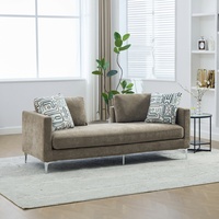Chaise longue moderne capitonnée en chenille, 77,5 pouces de large, convertible en lit, avec coussins de dossier, pour chambre et salon, couleur taupe