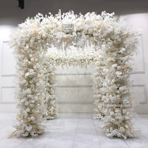 GNW 2024 archi matrimoni possono essere travolgenti arco artificiale in seta rosa fiore decorato ad arco quadrato per fase di decorazione di nozze - Product Image 5