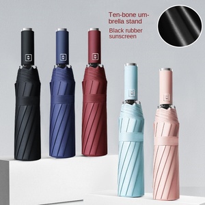 Automatic 10-Bone Black Rubber Sunscreen Folding Dual-Use Sun & Rain UV Protection Wholesale <b>Umbrella</b> - Product Image 4