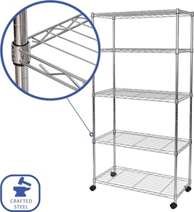 Estantería Metálica de Acero Inoxidable para Almacenamiento, <span class=keywords><strong>60</strong></span> Pulgadas de <span class=keywords><strong>Ancho</strong></span>, 5 Estantes, Cromada, 6 Niveles - Product Image 2