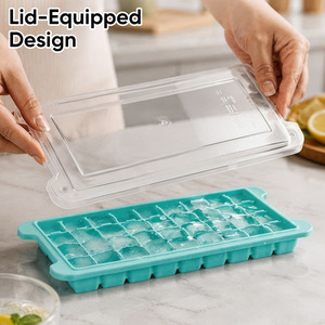 Bac à glaçons en silicone 24/36 compartiments avec couvercle, moule à glaçons de qualité alimentaire à poussoir pour congélateur, cuisine, bar et fêtes - Product Image 4