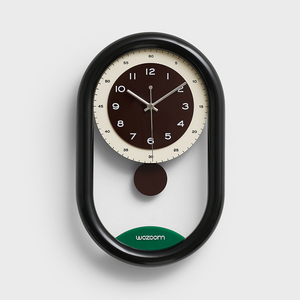 Wozoom đơn giản hình học mộc mạc con lắc đồng hồ hình bầu dục đồng hồ treo tường tinh tế thơ thấp-key sang trọng đồng hồ treo tường - Product Image 4