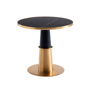 Muebles Modernos de Lujo <span class=keywords><strong>para</strong></span> Cafetería, <span class=keywords><strong>Mesa</strong></span> de Comedor Redonda con Base de Acero Inoxidable Dorado y Tapa de Mármol <span class=keywords><strong>para</strong></span> Hotel, Restaurante o Sala de Reuniones - Product Image 2