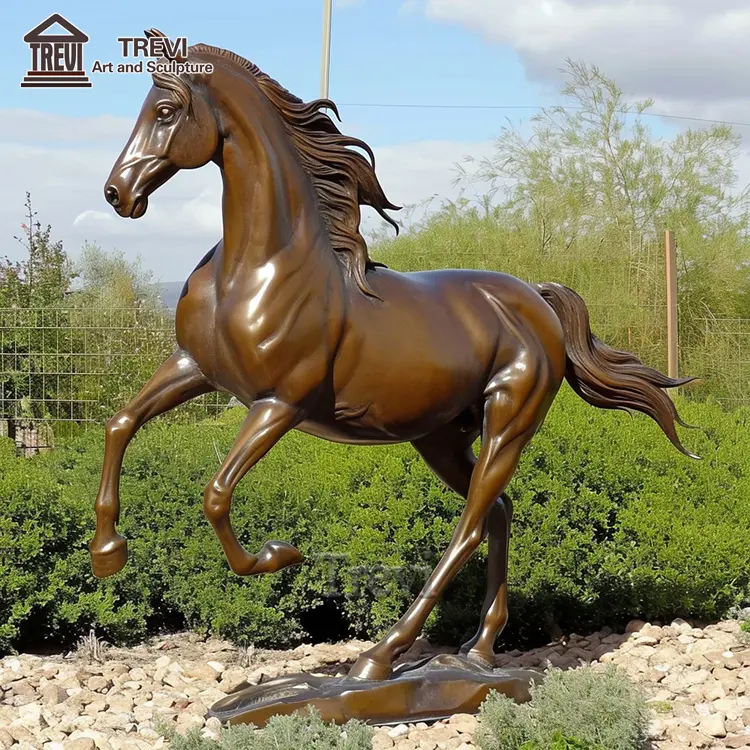 Arte popular Metal fundido bronce caballo estatua gran caballo árabe escultura jardín