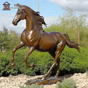 Patung kuda perunggu cor logam seni rakyat, patung kuda Arab besar taman