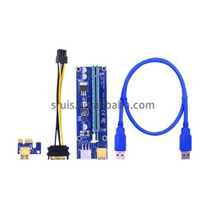 PCI-E <strong>Riser</strong> Card <strong>Ver</strong> <strong>009S</strong> 1X To 16x PCI-E Express <strong>Riser</strong> 6Pin Extender USB 3.0 X16 With LED - Product Image 1