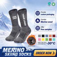 Chaussettes de ski en laine mérinos avec logo personnalisé, certifiées OEKO-TEX, chaussettes thermiques épaisses à semelle en tissu éponge, OEM/ODM, vente en gros prise en charge