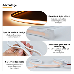 Tira de Luz LED COB de Silicona Extruida, Impermeable IP67, Flexible, de un Solo Color, 480eds/m, 8mm, sin Puntos, DC12V/24V, Venta Caliente - Product Image 4