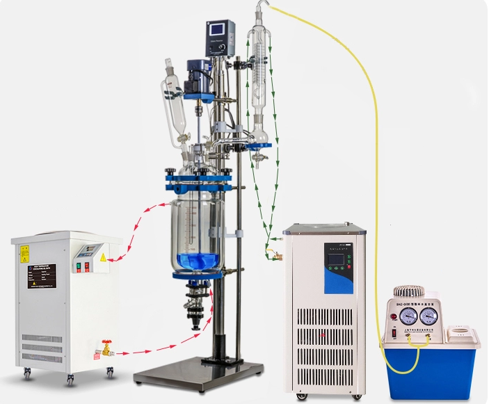 Réacteur chimique de laboratoire en verre, 1 — 5l-200l, Double couche, blindé