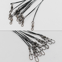 Leader en acier inoxydable 8-50LB, fils de pêche pré-montés à sertir, fils de pêche 7x7 recouverts de nylon avec émerillon anti-morsure