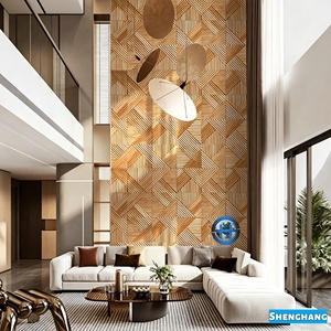 Mosaïque en bois massif naturel, mosaïque en bois de pin, motif de planches aléatoires, revêtement mural pour café, restaurant, comptoir de bar, décoration - Product Image 3