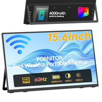 Moniteur portable Eimio léger 790g sans fil alimenté par batterie, type-C Plug & Play, écran IPS 15,6 pouces, extension d'écran pour ordinateur portable, OEM