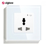 Prise murale intelligente SLS Zigbee Tuya, type universel 86x86mm, 16A, simple, panneau en verre, prise électrique