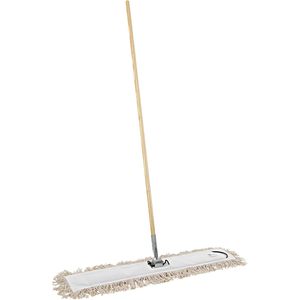 Boardwalk BWKM365C 36 In. X 5 In. Cotton Head 60 In. Wood Handle Dry <b>Mopping</b> Kit Natural (1-Kit) - Product Image 1
