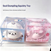 Jouet anti-stress mignon en forme de phoque, jouet à presser en PU à récupération lente, boîte en PVC, vente en gros