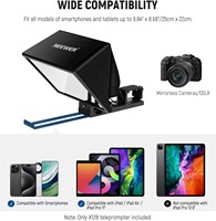 NEEWER Basics X12B Téléprompteur en aluminium relevable de 12 pouces sans assemblage avec télécommande et application pour iPad, tablette, smartphone, appareil photo reflex numérique